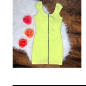 H&M lime green zipper dress